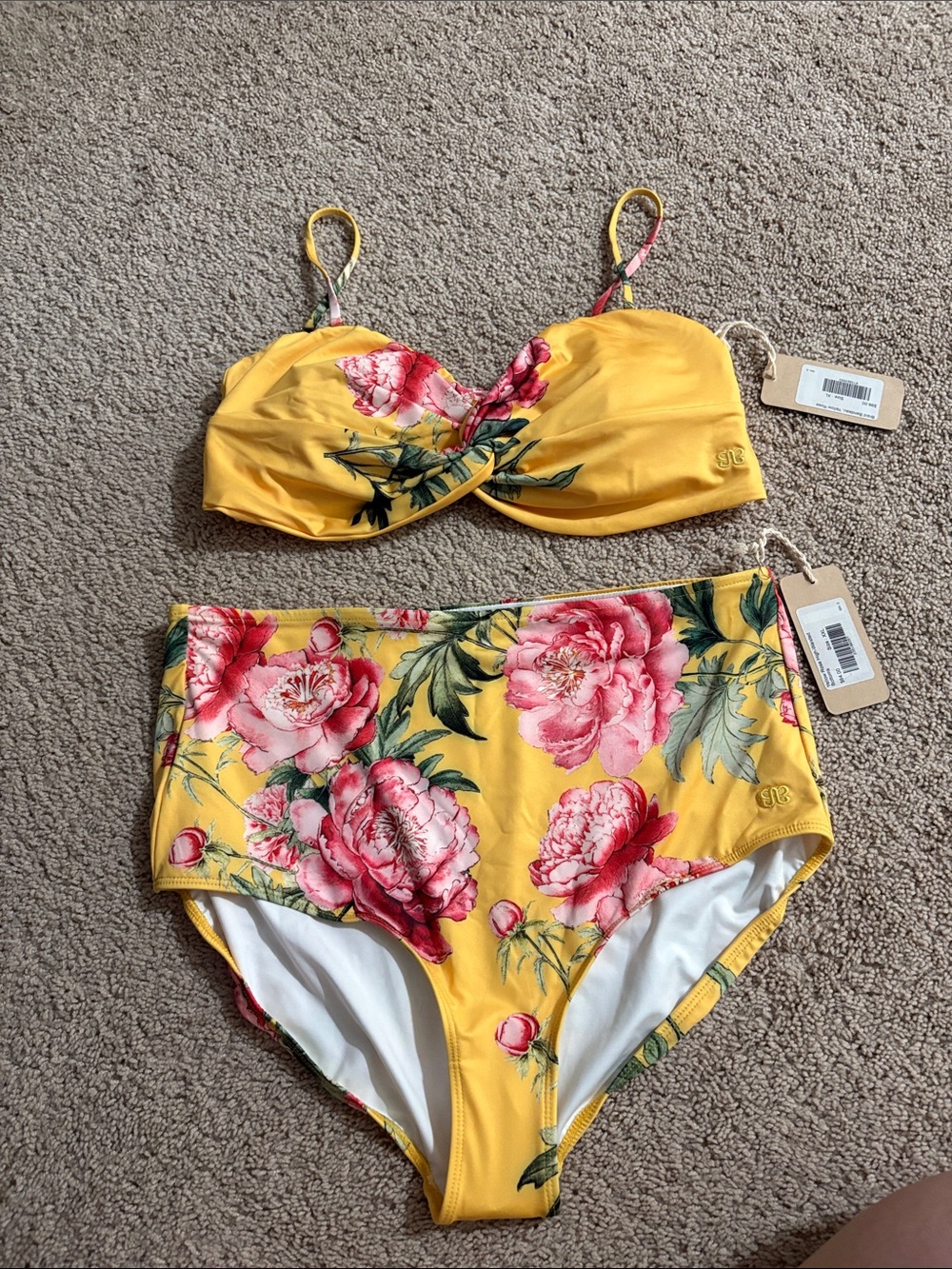 Albion Yellow Floral High-Waist Bikini Set